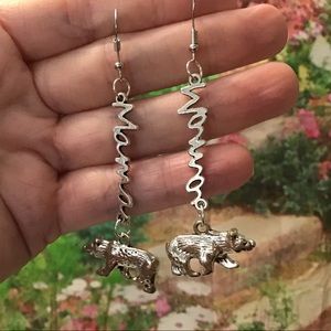 Silver 925 mama bear earrings handmade charms